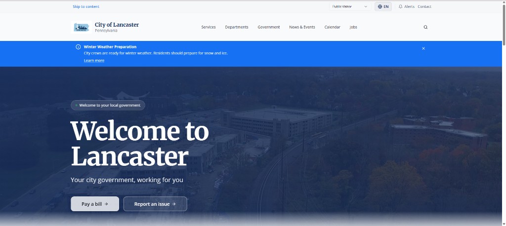 City of Lancaster, PA website preview