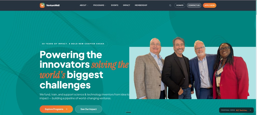 VentureWell Brand Refresh Demo website preview