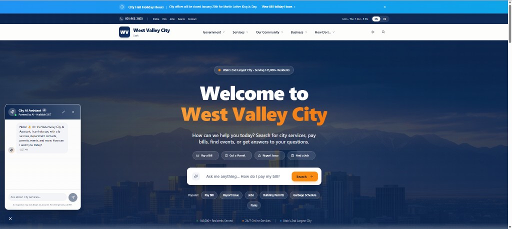 West Valley City, Utah website preview